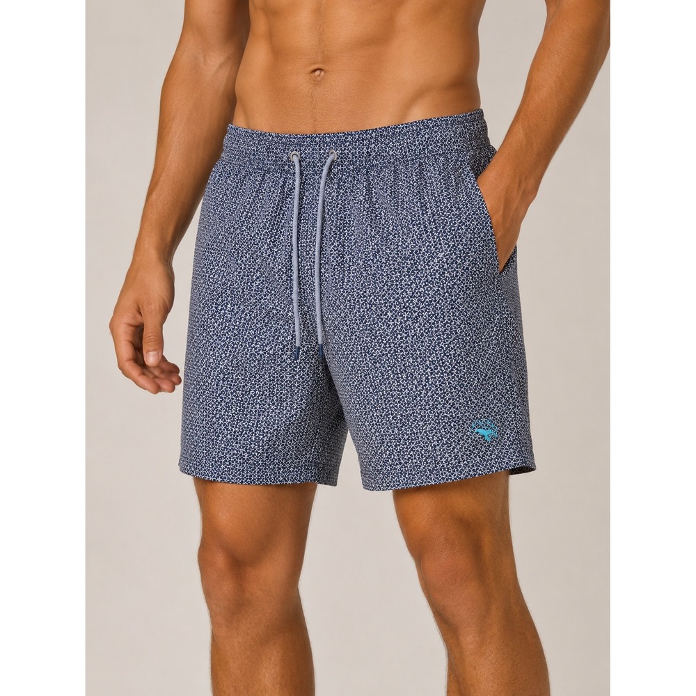 Ted Baker Mens Navy Geometric Lobster Swim Trunks Shorts Blue Size 3 Medium